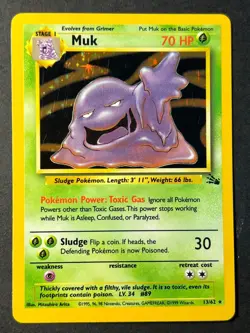 Muk 13/62 Fossil Unlimited Holo Rare - WOTC Pokemon Card B LP + - Image 1