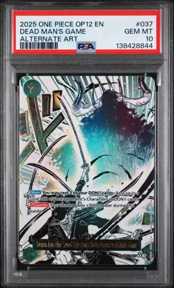 2025 DEAD MAN'S GAME ONE PIECE OP12-037 LEGACY OF THE MASTER ALT ART PSA 10 - Image 1