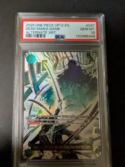 2025 DEAD MAN'S GAME ONE PIECE OP12-037 LEGACY OF THE MASTER ALT ART PSA 10 - Image 1