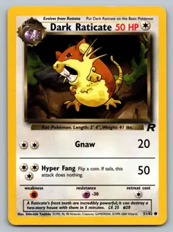Pokemon TCG Team Rocket Dark Raticate #51 - Image 1