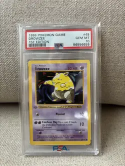 1999 POKEMON BASE SET 1ST #49 DROWZEE PSA 10 - Image 1