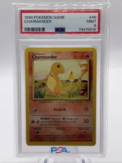 1999 POKEMON BASE SET #46 CHARMANDER PSA 9 - Image 1