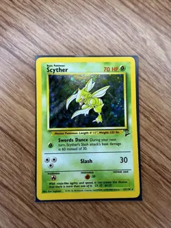 Scyther 17/130 Holo Rare Pokemon TCG Base Set 2 MP - Image 1