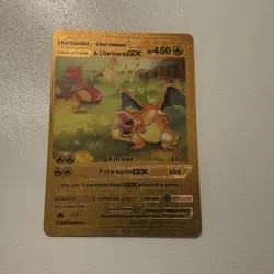 Pokemon Charmander Charmeleon Charizard GX Evolution Orange Gold Foil Fan Art - Image 1