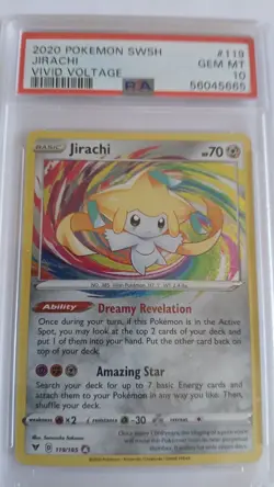 Pokemon Jirachi 119/185 Swsh04: Vivid Voltage Amazing Rare Holo PSA 10 - Image 1