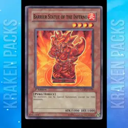 YUGIOH Barrier Statue of the Inferno #CDIP-EN020 Rare 1ST EDITION Near Mint - Image 1