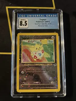 CGC 8.5 Togepi 2001 Southern Islands 4/18 Reverse Holo SWIRL Pokemon Card - Image 1