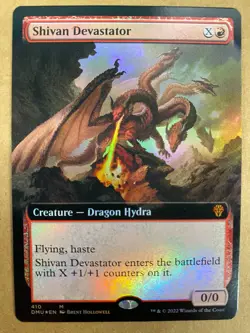 MTG 1x FOIL EXTENDED ART Shivan Devastator 410 Dominaria United Magic the x1 NM - Image 1