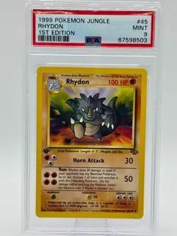 1999 PSA 9 MINT POKEMON JUNGLE 1ST EDITION #45 Rhydon - Image 1