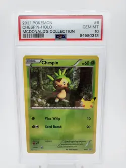 1X Chespin - Holo McDonald's 2021 Collection Gem MT 10 Graded Pokemon Singles - Image 1