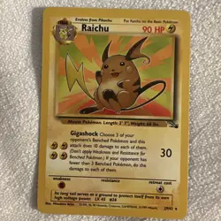 Pokemon TCG Raichu Fossil 29 Regular Unlimited Rare, Near Mint - Image 1