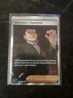 Pokemon TCG Giovanni's Charisma Full Art Trainer Ultra Rare Card 197/165 151 - Image 1