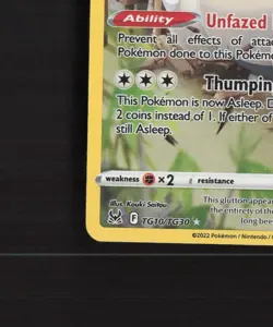 Snorlax TG10/TG30 Lost Origin Full Art Ultra Rare Holo Pokemon Card LP+ - Image 5
