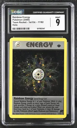 CGC 9 MINT Rainbow Energy Team Rocket 1st Edition 17/82 Holo Pokemon Card - Image 1