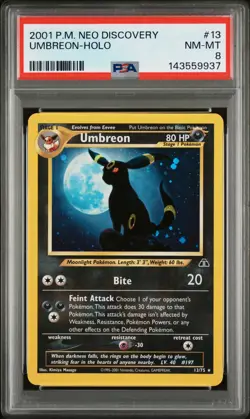 2001 POKEMON NEO DISCOVERY #13 UMBREON-HOLO PSA 8 - Image 1
