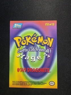 1999 Topps - Dragonite - Pokemon - E12 Of 12 - NM Blue Logo #149 Non Holo - B - Image 2