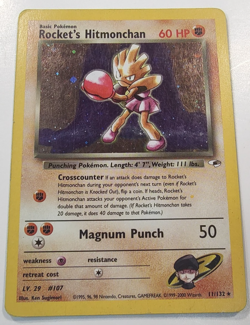 2000 Pokemon Gym Heroes Unlimited Rocket's Hitmonchan Holo 11/132 MP/Dmg - Image 1