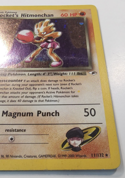 2000 Pokemon Gym Heroes Unlimited Rocket's Hitmonchan Holo 11/132 MP/Dmg - Image 5