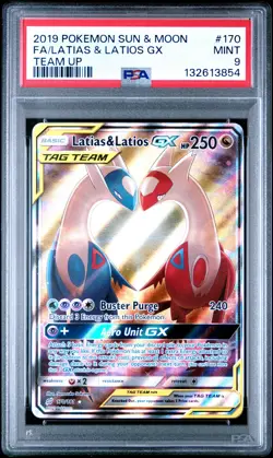 2019 Pokemon Sun & Moon Team Up Full Art Latias Latios GX #170 PSA 9 BB2 - Image 1