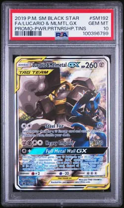 Pokemon Lucario & Melmetal GX SM192 PSA 10 Gem Mint Power Tin Promo Alt Art FA - Image 1