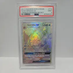 2017 POKEMON SUN & MOON CRIMSON INVASION SECRET #112 FULL ART/GYARADOS GX PSA 9 - Image 1