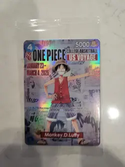 One Piece Monkey D. Luffy US Voyage College Basketball Promo Card Gonzaga SEALED - Image 1