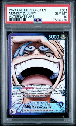PSA GEM MT 10 - Monkey D. Luffy 061 One Piece Op09-Emperors In The New World - Image 1