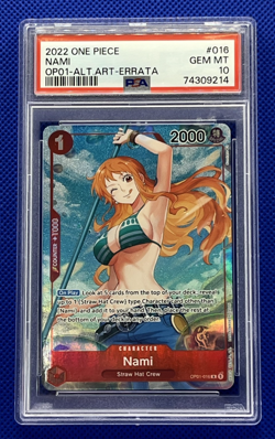 One Piece CCG BETA Nami Alt Art OP01-016 Romance Dawn PSA 10 GEM MINT 💎 x1 - Image 3
