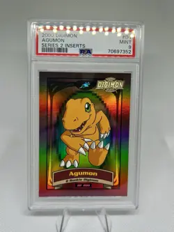 Bandai Digimon Agumon 2000 Foil Chase Card D1 Rookie SSP Animated Series 2 PSA 9 - Image 1