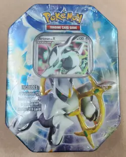 2009 POKEMON TCG BLUE ARCEUS TIN FACTORY SEALED NEW (4 BOOSTERS, 1 LV X PROMO) - Image 1