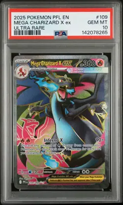 2025 Pokemon Phantasmal Flames Mega Charizard X Ultra Rare #109 PSA 10 Gem Mint - Image 1
