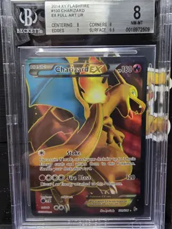 2014 Pokemon XY FULL ART Charizard EX Flashfire #100/106 BGS 8 MINT - Image 1