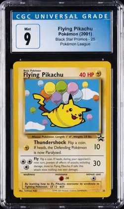 2001 POKEMON BLACK STAR PROMOS POKEMON LEAGUE #25 FLYING PIKACHU CGC 9 - Image 1