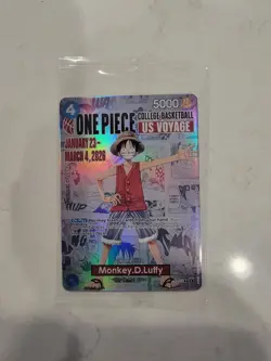 One Piece Monkey D. Luffy US Voyage College Basketball Promo Card Gonzaga SEALED - Image 1