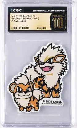 2023 POKEMON STICKERS B-SIDE LABEL GROWLITHE & ARCANINE CGC 10 PRISTINE - Image 1