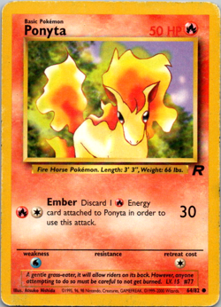Ponyta 64/82 Team Rocket Common Vintage Pokemon Card WOTC TCG English - Image 1