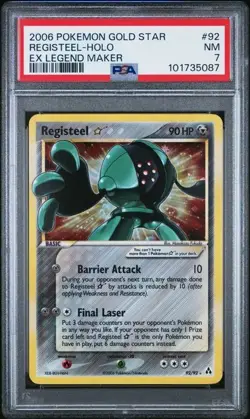 2006 Pokemon EX Legend Maker Registeel Gold Star #92 Holo PSA 7 - Image 1