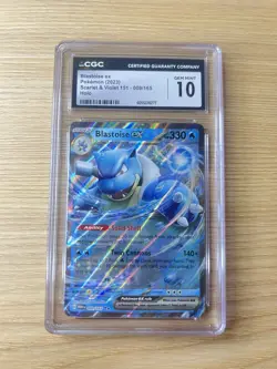CGC 10 GEM MINT Pokemon TCG 2023 Scarlet & Violet 151 #009/165 Blastoise ex Holo - Image 1