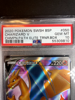 CHARIZARD V PSA 10 GEM MINT BLACK STAR PROMO SWSH050 CHAMPIONS PATH POKEMON 2020 - Image 2
