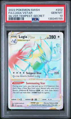 POKEMON SWORD & SHIELD SILVER TEMPEST SECRET Rainbow FULL ART/LUGIA VSTAR PSA 10 - Image 1