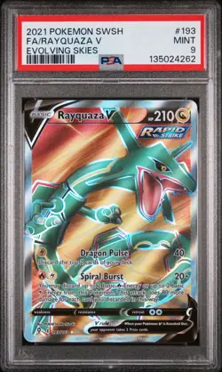 2021 Pokemon Sword & Shield SWSH Full Art Rayquaza V Evolving Skies #193 PSA 9 - Image 1