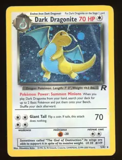 1999 Pokemon TCG Dark Dragonite Holo Team Rocket RARE 5/82 - Image 1