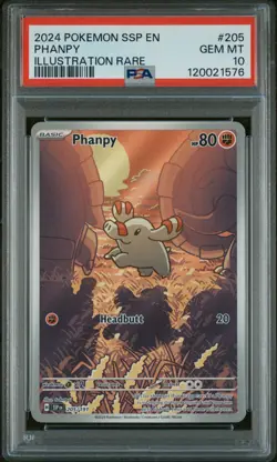 PSA 10 Phanpy 205/191 Sv08: Surging Sparks Holo Pokemon Card - Image 1