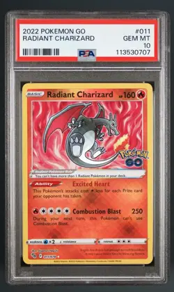 Pokemon Radiant Charizard 011/078 GO Radiant Rare Holo PSA 10 English Card - Image 1
