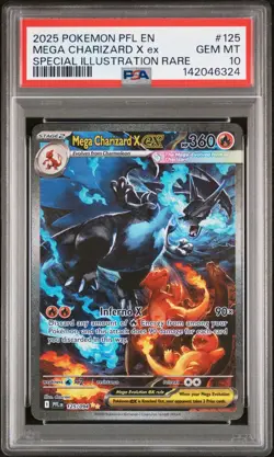 2025 POKEMON PFL EN-PHANTASMAL FLAMES 125 MEGA CHARIZARD X EX SIR PSA 10 - Image 1