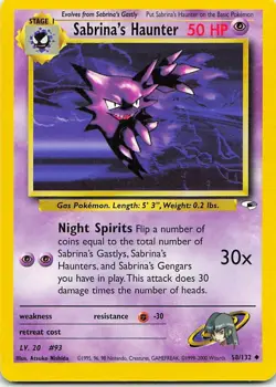 Sabrina's Haunter 58/132 Gym Heroes Uncommon LP Pokemon TCG - Image 1