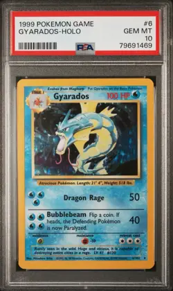 Pokemon Gyarados Base Set Unlimited Holo Rare #6 PSA 10 Gem Mint - Image 1