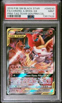 2019 POKEMON SM BLACK STAR PROMO #SM230 FULL ART/CHARIZARD & BRAIXEN GX PSA 9 - Image 1