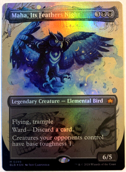 MTG Maha, Its Feathers Night BORDERLESS FOIL Bloomburrow 289 NM - Image 1
