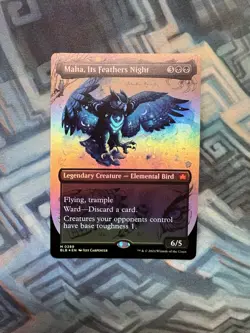 MTG Foil Borderless Maha, Its Feathers Night NM-/EX+ Unplayed Bloomburrow - Image 1